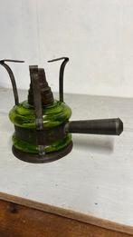 Antieke Olielamp kleur glas groen, Antiek en Kunst, Ophalen of Verzenden