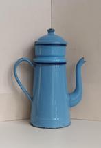 Emaille koffie kan licht blauw met opzetfilter deksel, Verzenden
