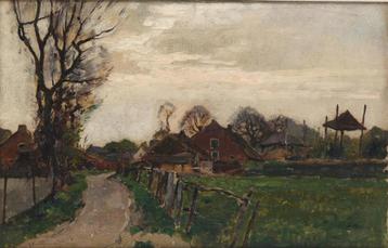 Gerbrand F van Schagen(1880)Olieverf "Dorpsgezicht welk" Ges beschikbaar voor biedingen