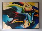 drie verschillende schilderijen, Antiek en Kunst, Ophalen, Rechthoekig, 100 tot 150 cm, Minder dan 100 cm