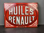 Origineel oud emaille reclamebord Huiles Renault 1936 55x41, Reclamebord, Gebruikt, Ophalen of Verzenden
