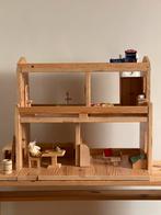 Houten poppenhuis handgemaakt, met houten meubels, Ophalen, Zo goed als nieuw