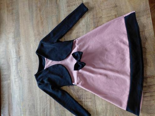 Merkloos jurkje maat 6 (116) zalmroze met zwart., Kinderen en Baby's, Kinderkleding | Maat 116, Zo goed als nieuw, Meisje, Jurk of Rok