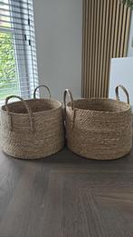 Nieuw: 2x Grote Gevlochten Opbergmanden – Boho & Stijlvol, Ophalen, Mand, Rond, Nieuw