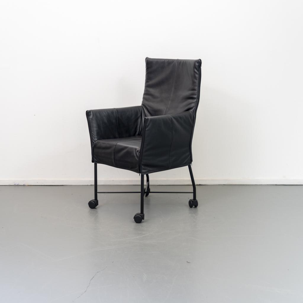 12x Montis Chaplin Eetkamerstoel Zwart Leder - Zwart/Wiel, Huis en Inrichting, Niet ingevuld, Niet ingevuld, Ophalen of Verzenden