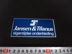 sticker logo JANSEN & TILANUS eigentijdse onderkleding, Ophalen, Zo goed als nieuw