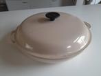 Vintage antieke le creuset campagnard beige 30 cm, Gebruikt, Gietijzer, Ophalen of Verzenden, Keramische plaat