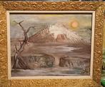 Berglandschap Olieverfschilderij met Gouden Lijst, Ophalen of Verzenden