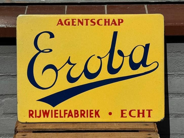 Eroba Rijwielfabriek Echt Emaille Reclamebord Vintage Bord, Antiek en Kunst, Antiek | Emaille, Ophalen of Verzenden