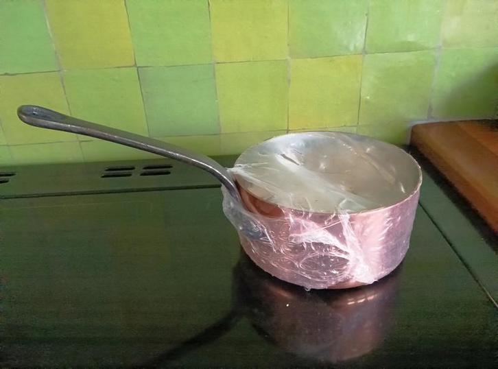 Zware koperen steelpan met vertinde binnenkant, geheel nieuw, Huis en Inrichting, Keuken | Potten en Pannen, Nieuw, Koekenpan of Braadpan