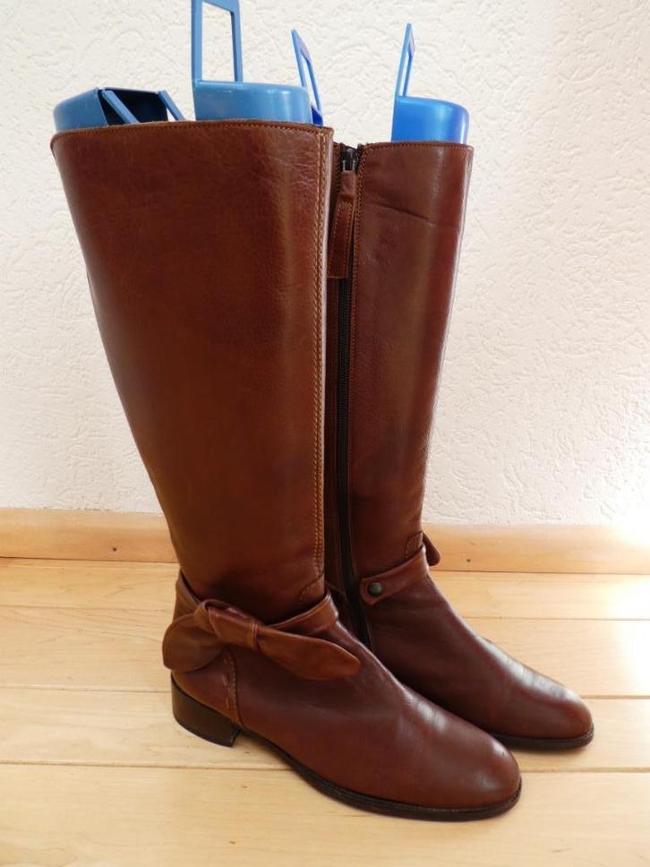 One2have hoge laarzen maat 38 bruin leer afneembare strik, Kleding | Dames, Schoenen, Zo goed als nieuw, Hoge laarzen, Bruin, Verzenden