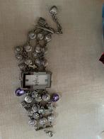 Armband horloge met strass, Overige materialen, Ophalen of Verzenden, Zo goed als nieuw, Zilver