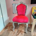 Barok Roze Stoel met Zilveren Frame, Gebruikt, Barok, Ophalen of Verzenden, Rood