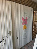 Metalen garagepoort met loopdeur, Doe-het-zelf en Verbouw, Ophalen, Gebruikt, 120 cm of meer, Garagedeur