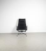 3x Vitra Eames EA 124 + 125 Set Zwart Leer – Chroom, Niet ingevuld, Niet ingevuld, 75 tot 100 cm, Ophalen of Verzenden