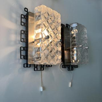 Rechthoekige wandlampen 2x glas geometrisch midcentury UNIEK beschikbaar voor biedingen