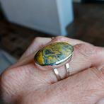 Mooie nieuwe zilveren ring met ovale Crazy Lace Agaat mt 18, 18 tot 19, Geel, Nieuw, Ophalen of Verzenden