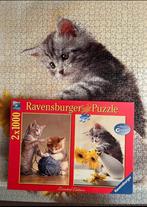 Puzzel 1000 stukjes 2 x poezen poes kat katten kittens, Ophalen of Verzenden, 500 t/m 1500 stukjes, Zo goed als nieuw, Legpuzzel