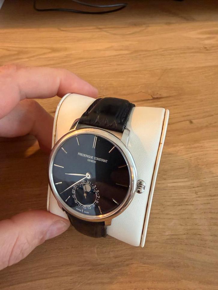 Frederique Constant Slimline Moonphase, Sieraden, Tassen en Uiterlijk, Horloges | Heren, Zo goed als nieuw, Polshorloge, Overige merken