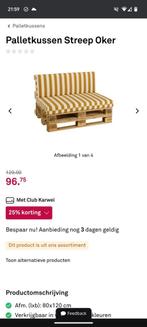 Gezocht: palletkussen Karwei geel/wit gestreept, Tuin en Terras, Ophalen, Zo goed als nieuw