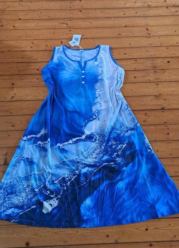 Nieuw Fleurig Blauw A-Lijn Zomerjurkje maat 50 beschikbaar voor biedingen