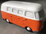 BEELD/SPAARPOT - VOLKSWAGEN BUSJE -ORANJE/WIT - 21 CM, Ophalen of Verzenden