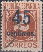 Spanje -SP1.07- 1938 - Cijfer - Toeslagzegel 2 - 45, Postzegels en Munten, Postzegels | Europa | Spanje, Verzenden, Gestempeld