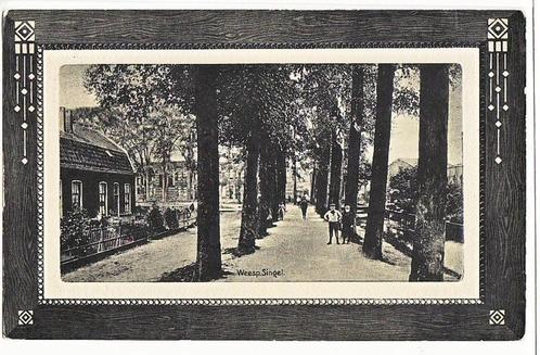 Weesp (NH) Singel 1913 met profielrand /Jugendstill deco, Verzamelen, Ansichtkaarten | Nederland, Gelopen, Noord-Holland, Voor 1920