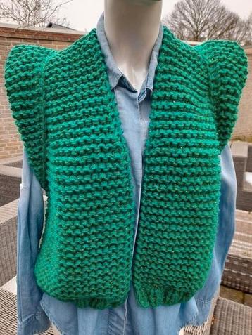 Nieuw handgebreid Gilet groen model Kiro by Kim  beschikbaar voor biedingen
