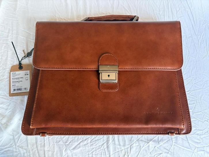 Luxe laptoptas NIEUW Castelijn & Beerens Verona 13,3 cognac, Computers en Software, Laptoptassen, Nieuw, Aktetas, 13 inch, Ophalen of Verzenden