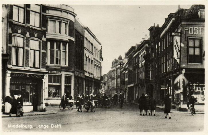 Middelburg, Lange Delft - volk winkels - ongelopen, Verzamelen, Ansichtkaarten | Nederland, Ongelopen, Noord-Brabant, 1920 tot 1940
