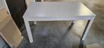 Uitschuifbare, witte eettafel, Ophalen, Gebruikt, 50 tot 100 cm, 100 tot 150 cm