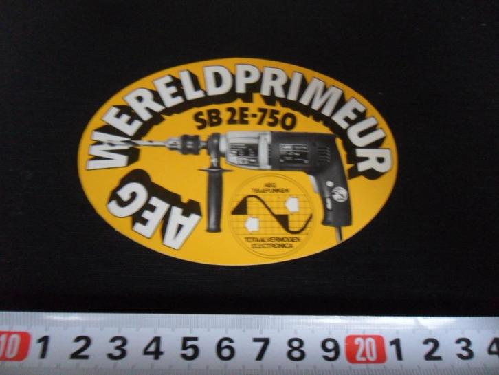 sticker aeg telefunken boor machine wereldprimeur SB 2E-750*, Verzamelen, Stickers, Zo goed als nieuw, Ophalen