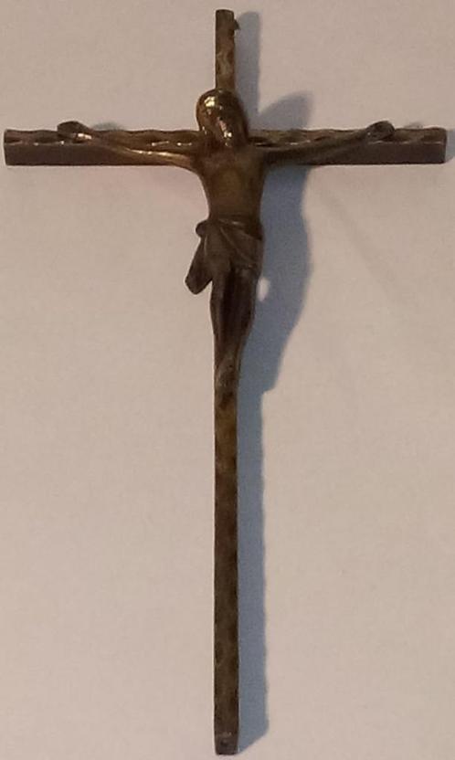 Jezuskruis messing., Antiek en Kunst, Antiek | Koper en Brons, Ophalen