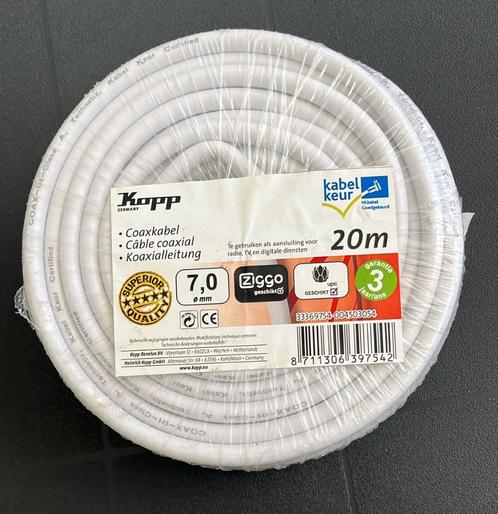 KOPP Coaxkabel met kabelkeur Ziggo en UPC geschikt - 20m, Audio, Tv en Foto, Audiokabels en Televisiekabels, Nieuw, Coaxiale kabel
