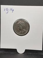 25 cent 1914 koningin Wilhelmina, Postzegels en Munten, Munten | Nederland, Zilver, 25 cent, Ophalen of Verzenden, Koningin Wilhelmina