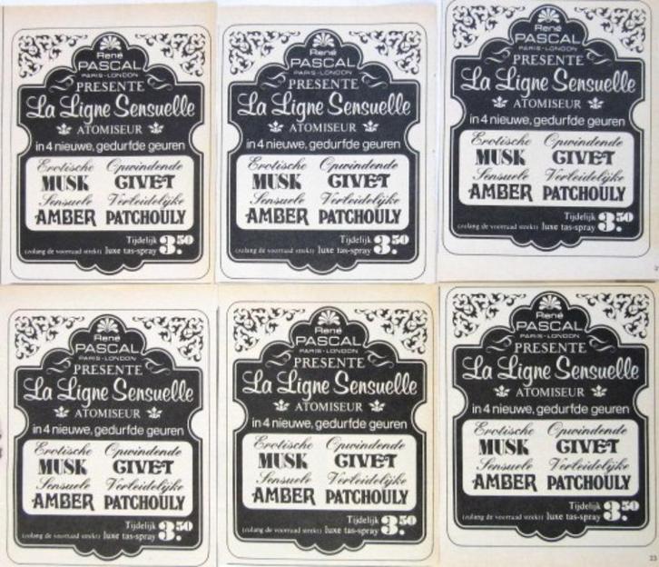 31 vintage advertenties reclames parfums 1975-80 geuren, Verzamelen, Merken en Reclamevoorwerpen, Gebruikt, Overige typen, Ophalen of Verzenden