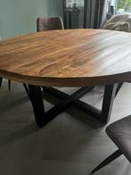 Industriële Ronde Eettafel - 150cm, Huis en Inrichting, Tafels | Eettafels, Ophalen, 100 tot 150 cm, Rond, Zo goed als nieuw
