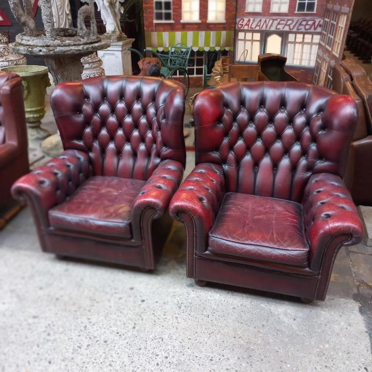 Chesterfield fauteuils, Huis en Inrichting, Fauteuils, Gebruikt, 50 tot 75 cm, 75 tot 100 cm, Ophalen