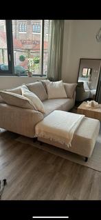 Beige teddy 3 zits bank met hocker, Huis en Inrichting, Banken | Sofa's en Chaises Longues, Ophalen, Driepersoons, 75 tot 100 cm