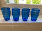 Waterglazen, glazen, 4x, blauw glas, Huis en Inrichting, Keuken | Servies, Glas of Glazen, Ophalen of Verzenden, Overige stijlen