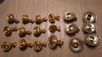 Hele mooie kerst kaarsen houder knijpers 18 stuks goudkleur, Ophalen of Verzenden, Gebruikt