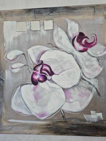Groot schilderij met bloem 100x100 beschikbaar voor biedingen