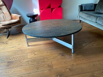 Vintage salontafel Noors leisteen 120 cm Ø beschikbaar voor biedingen