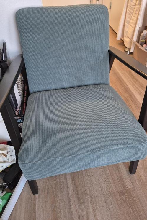 1-persoons fauteuil EKENÄSET corduroy grijs-turkoois, Huis en Inrichting, Stoelen, Zo goed als nieuw, Eén, Hout, Stof, Overige materialen
