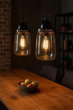 Unieke industriële hanglampen van Kesbeke-potten – set van, Huis en Inrichting, Ophalen of Verzenden, Zo goed als nieuw, Glas