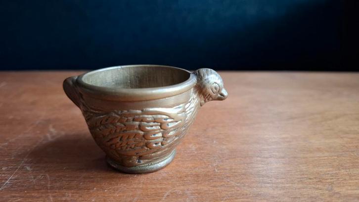 Antiek vintage eierdop messing kip, Antiek en Kunst, Antiek | Servies los, Ophalen of Verzenden