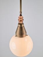 Vintage art deco bol hanglamp schoollamp koper glas ‘20, Huis en Inrichting, Lampen | Hanglampen, N, Art deco vintage, Ophalen of Verzenden