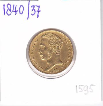 Schaars mooi gouden tientje 1840 / 37 overslag Willem 1  beschikbaar voor biedingen