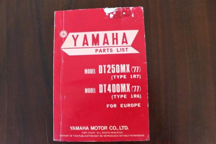 Yamaha DT250 MX DT400 MX 1977 motorcycle parts list, Motoren, Handleidingen en Instructieboekjes, Yamaha, Ophalen of Verzenden